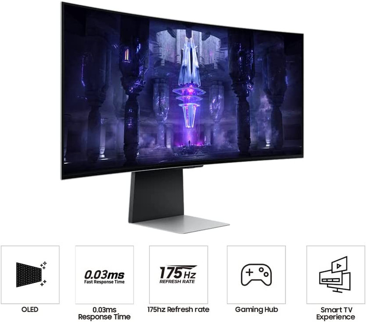 مانیتور گیمینگ سامسونگ مدل LS34BG850 سایز ۳۴ اینچ OLED با کیفیت UWQHD و نرخ تازهسازی ۱۷۵ هرتز